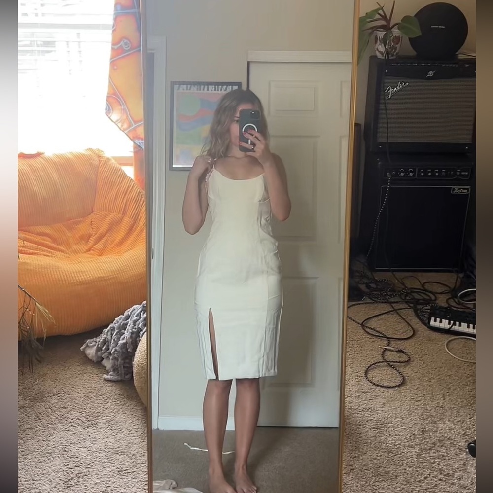 NWT Oh Polly cream midi dress - Picture 2 of 5